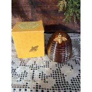 VTG Avon Honey Bee Moonwind Cologne Amber Glass Beehive Decanter w/Box PARTIAL